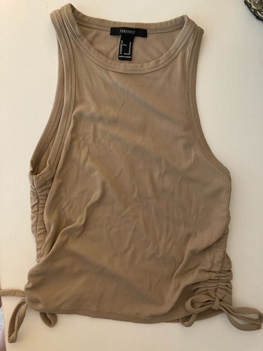 Beige tan tank crop top